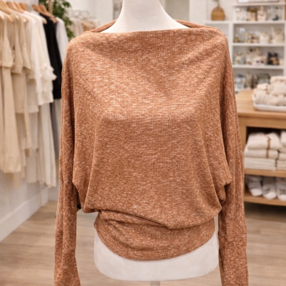 White Birch Ribbed Dolman Sweater Top Rust Boho Loose Fit M L XL 3X